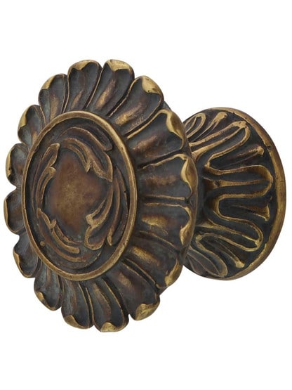 French Court Cabinet Knob - 1 1/2 inch Diameter in Monticello Brass.
